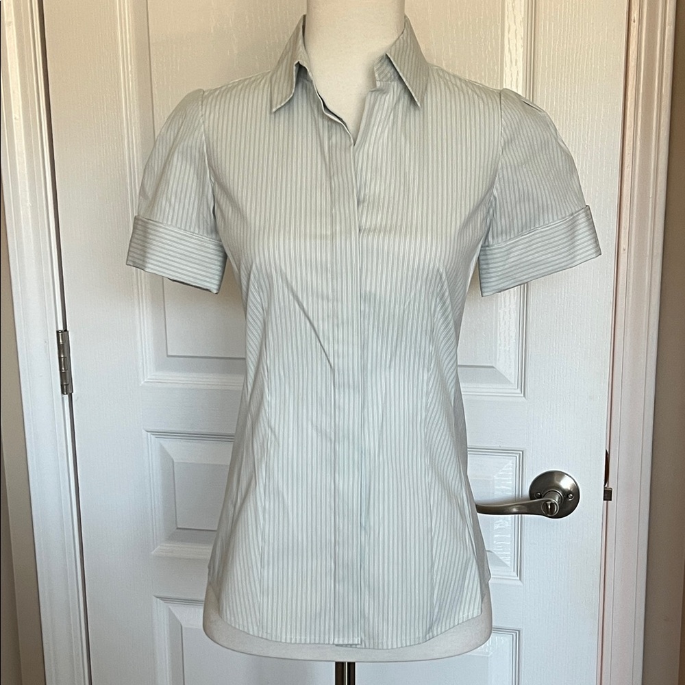 NWT Ann Taylor cotton blend pinstripe blouse shirt 00P